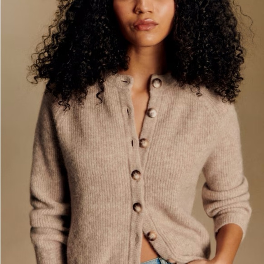 Sézane Othello Cardigan in Light Beige